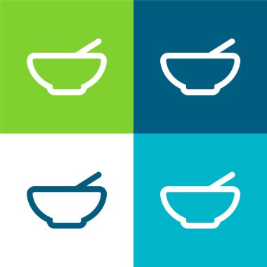 Bowl Outline Flat four color minimal icon set