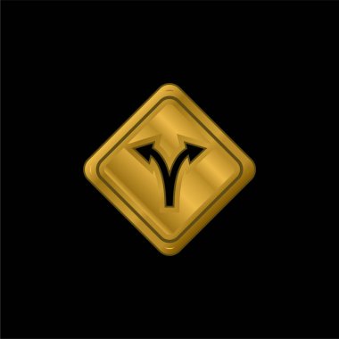 Bifurcation Signal gold plated metalic icon or logo vector