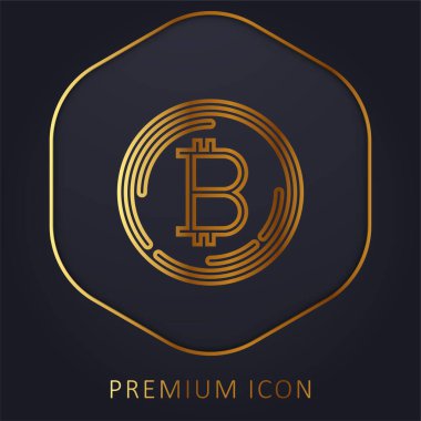 Bitcoin altın çizgisi prim logosu veya simgesi