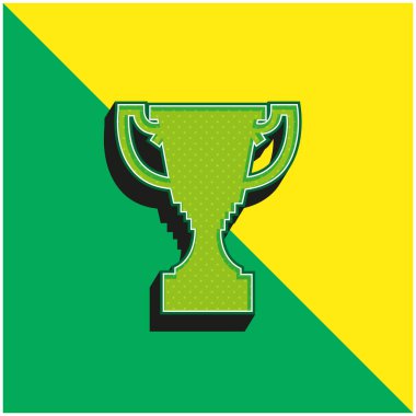 Ödül Kupası Yeşil ve Sarı 3D vektör simgesi