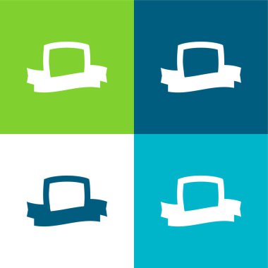 Award Symbol Of A Shield And A Banner Flat four color minimal icon set