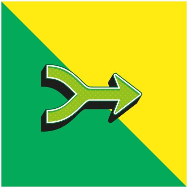 Arrows Merge Pointing To Right Green and yellow modern 3d vector icon logo clipart