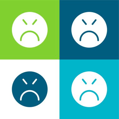 Kızgın Düz 4 renk simgesi seti