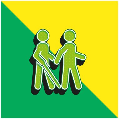 Kör Yeşil ve sarı modern 3d vektör simgesi logosu