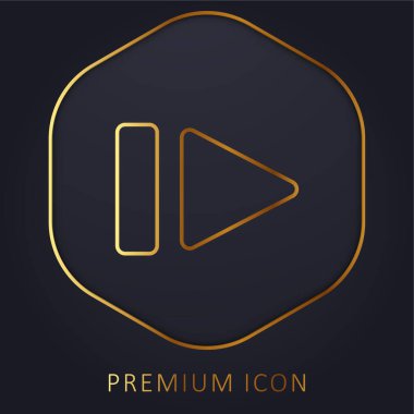 Big Pause Symbol golden line premium logo or icon