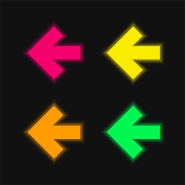 Sol tarafa işaret eden ok parlayan neon vektör simgesi