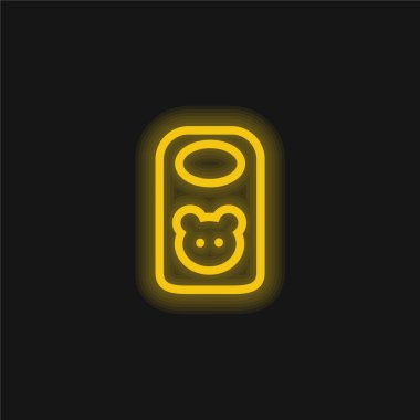 Baby Bib With Animal Head Outline yellow glowing neon icon