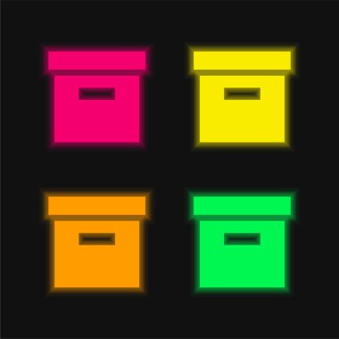 Parlayan dört renkli neon vektör simgesi
