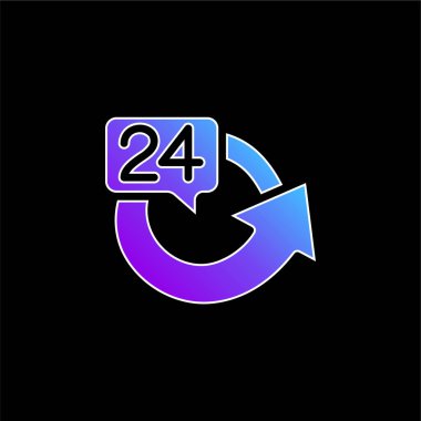 24 Hours blue gradient vector icon clipart