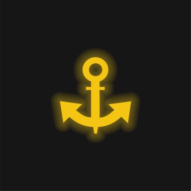 Tekne Anchor sarı parlak neon simgesi