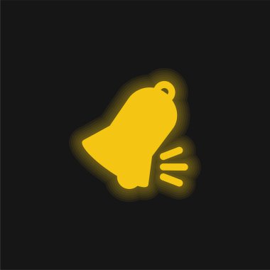 Bell Sound yellow glowing neon icon clipart