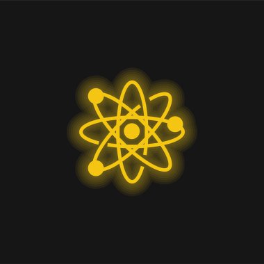 Atom yellow glowing neon icon clipart