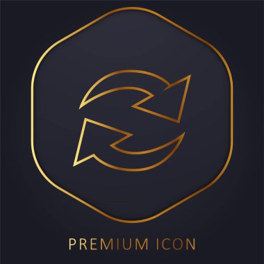 Actualize Arrows Couple In Circle golden line premium logo or icon