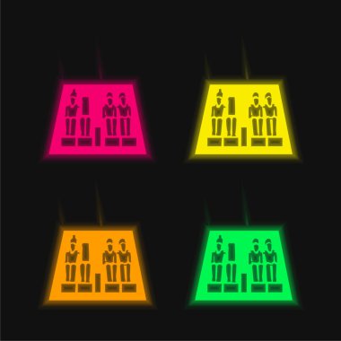 Abu Simbel four color glowing neon vector icon clipart