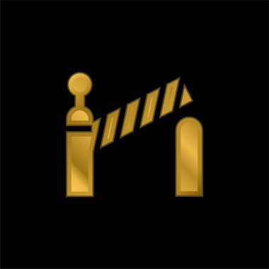 Bariyer altın kaplama metalik simge veya logo vektörü