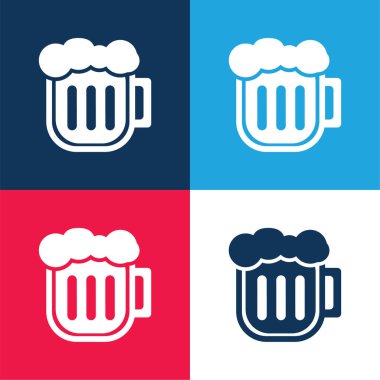 Beer Pint blue and red four color minimal icon set