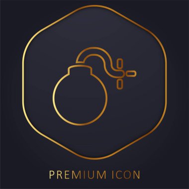Bomb With Burning Fuse golden line premium logo or icon