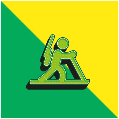 Biatlon Yeşil ve sarı modern 3D vektör simgesi logosu