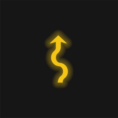 Arrow Squiggly yellow glowing neon icon