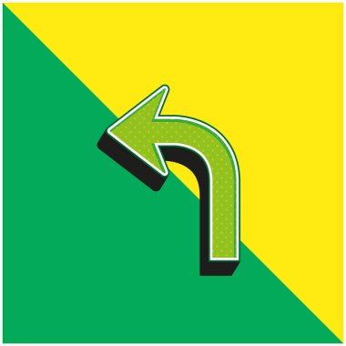 Arrow Curve Pointing Left Green and yellow modern 3d vector icon logo