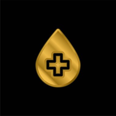 Kan bağışı altın kaplama metalik simge veya logo vektörü