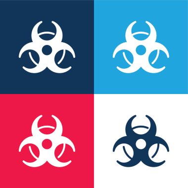 Biohazard Sign blue and red four color minimal icon set