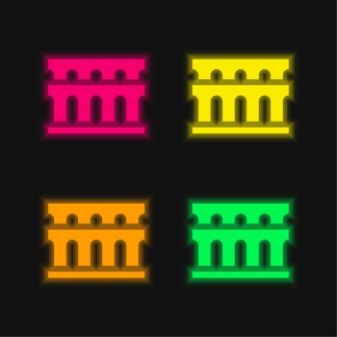 Aqueduct four color glowing neon vector icon clipart