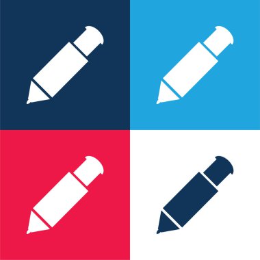 Big Mechanical Pen blue and red four color minimal icon set clipart