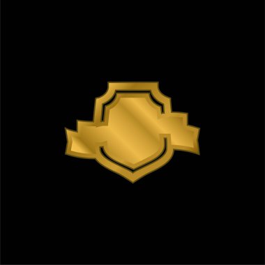 Award Shield gold plated metalic icon or logo vector