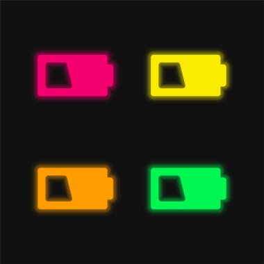 Pil dört renk parlayan neon vektör simgesi