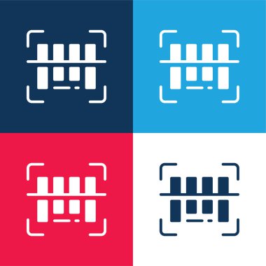 Çubuklar Mavi ve Kırmızı Kod Dört Renk En düşük simge kümesi