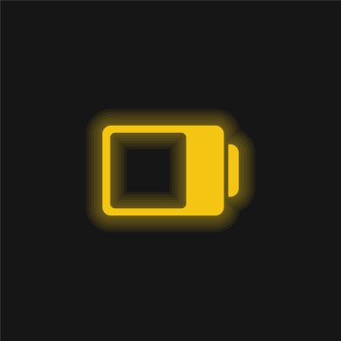 Battery Status Interface Symbol Almost Full yellow glowing neon icon clipart