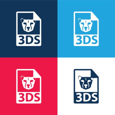 3ds File Format Symbol blue and red four color minimal icon set