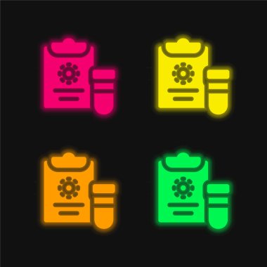 Kan Testi dört renk parlayan neon vektör simgesi