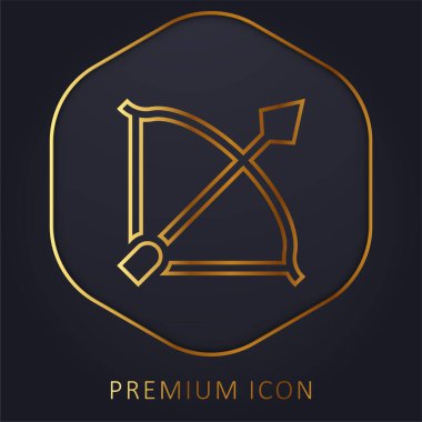 Okçuluk altın çizgisi prim logosu veya simgesi