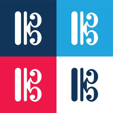 Bar Lines Variant blue and red four color minimal icon set