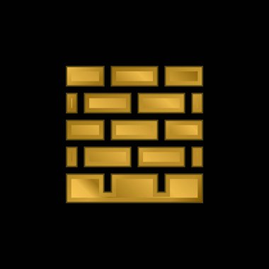 Brickwall gold plated metalic icon or logo vector clipart