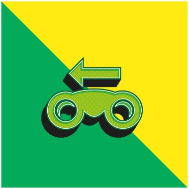 Binoculars With Left Arrow Green and yellow modern 3d vector icon logo