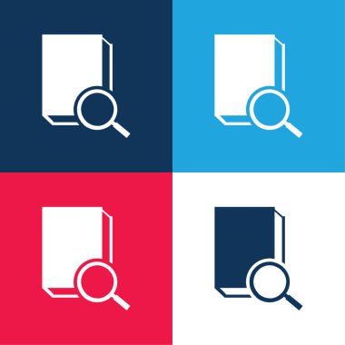 Kitap mavi ve kırmızı dört renk en küçük simge seti