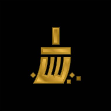 Archeology gold plated metalic icon or logo vector
