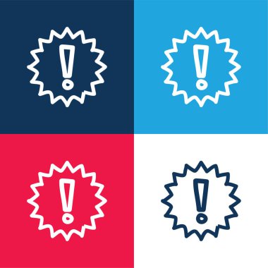 Alert Hand Drawn Symbol blue and red four color minimal icon set