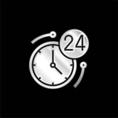 24 Saat Gümüş Kaplama Metalik Simge