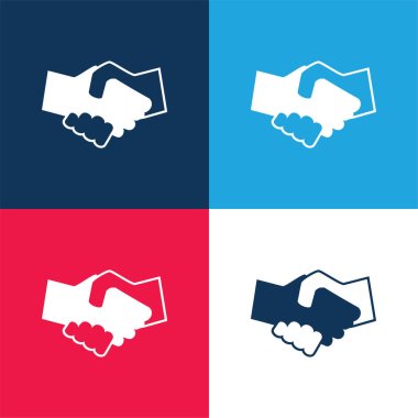 Black And White Shaking Hands blue and red four color minimal icon set clipart