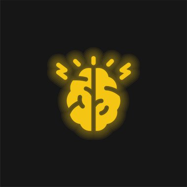 Beyin sarısı parlak neon simgesi