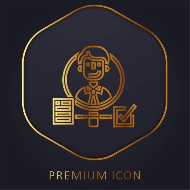 Background Check golden line premium logo or icon
