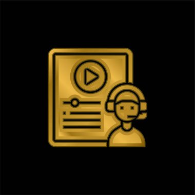 Blended Learning gold plated metalic icon or logo vector