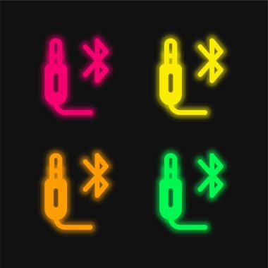 Bluetooth dört renkli parlayan neon vektör simgesi