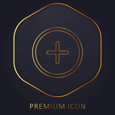 Add Circular Outlined Button golden line premium logo or icon