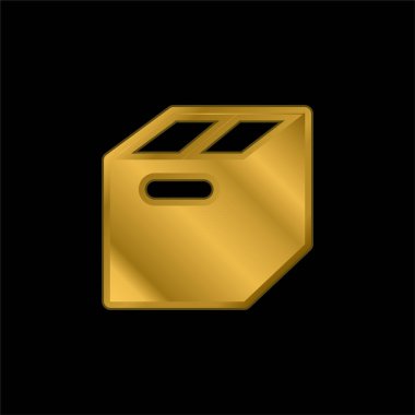 Box Cross View gold plated metalic icon or logo vector