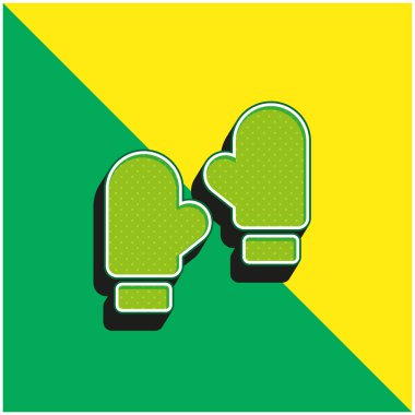 Boks Yeşil ve Sarı Modern 3D vektör simgesi logosu